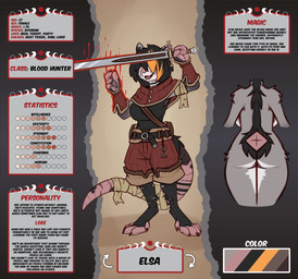 anthro bandage big_breasts breasts clothed clothing female footwear gloves glowing glowing_eyes handwear magic magic_user melee_weapon open_mouth piercing red_eyes socks solo sword tail tattoo text weapon atane27 dungeons_and_dragons hasbro mythology wizards_of_the_coast american_opossum canid canine mammal marsupial mythological_canine mythological_creature werecanid werecanine werecreature werewolf english_text hi_res model_sheet