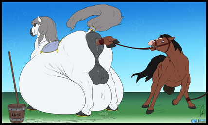 almost_fully_inside anal anal_vore anus balls belly belly_on_ground big_anus big_belly bound bridle equine_anus feral feral_pred feral_prey genitals group huge_belly imminent_anal_vore imminent_vore leashed-in_vore lube male male/male male_feral male_prey multiple_prey nude puffy_anus quadruped rope soft_vore trio unwilling_prey vore vore_tether owligatorstudios blithe equid equine horse mammal 2020 5:3 digital_drawing_(artwork) digital_media_(artwork)