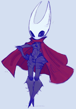 anthro biped black_eyes breasts cloak clothing curvy_figure female fingers genitals horn looking_at_viewer nude pubes slim small_breasts solo standing voluptuous vulva wide_hips erieolae hollow_knight_(franchise) team_cherry hornet_(hollow_knight) arthropod absurd_res hi_res