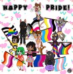 ambiguous_gender anthro bisexual_pride_colors black_body black_fur black_sclera blue_eyes bottomwear brown_body brown_eyes brown_fur clothing dress ear_piercing ear_ring eyewear female fur glasses goggles green_eyes grey_body grey_fur group hair humor legwear lesbian_pride_colors lgbt_pride male nonbinary_pride_colors pansexual pansexual_pride_colors piercing ponytail pride pride_colors purple_eyes rainbow_flag rainbow_pride_colors rainbow_pride_flag rainbow_symbol ring_piercing silly skirt stockings tail tan_body tan_fur tan_skin transgender_pride_colors white_body white_eyes white_skin yellow_eyes sourmagic lgbt_pride_month dom_shell fyr_dunacht canid canine canis domestic_dog felid human humanoid hyena mammal murid murine pantherine procyonid raccoon rat rodent tiger hi_res meme nonbinary_(lore) trans_(lore)