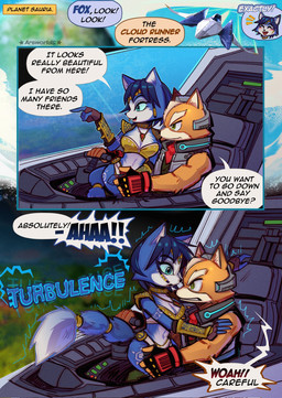 anthro anthro_on_anthro arwing bandeau black_nose blue_body blue_eyes blue_fur bottomwear breasts butt canon_couple clothed clothed_anthro clothed_female clothed_male clothing dialogue dipstick_tail duo female female_anthro fingerless_gloves fur gloves green_eyes hair handwear loincloth male male/female male_anthro markings multicolored_body multicolored_fur orange_body orange_fur planet tail tail_markings text topwear tribal tribal_markings two_tone_body two_tone_fur vest white_body white_fur arsworlds nintendo star_fox fox_mccloud krystal_(star_fox) canid canine fox mammal comic english_text hi_res