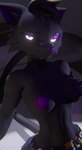 anthro breasts ears_up female glowing glowing_eyes hand_on_breast solo tail white_eyes franky3d frankynsfw seriuswolf_(modeler) eepy_(dashums) felid mammal 3d_(artwork) absurd_res digital_media_(artwork) hi_res