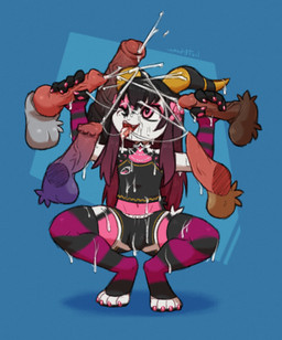 alternative_fashion animal_genitalia animal_penis anthro balls barefoot bodily_fluids bottomwear bulge canine_genitalia canine_penis clothing crouching cum cum_drip cum_everywhere cum_in_mouth cum_inside cum_on_belly cum_on_body cum_on_chest cum_on_face cum_on_leg cum_on_penis cum_on_self cum_on_tongue cum_string cumshot disembodied_penis dripping drooling ejaculation emo equine_genitalia equine_penis erection faceless_character feet femboy fur genital_fluids genitals group handjob hindpaw humanoid_genitalia humanoid_hands humanoid_penis interspecies knot legwear looking_at_another male male/male messy midriff navel open_mouth orgasm pawpads paws penile penile_spines penis precum precum_drip saliva sex sheath shorts simple_background solo_focus spread_legs spreading surrounded sweat tapering_penis thigh_highs tongue tongue_out vein veiny_penis moodytail hotdogxforehead hybrid unknown_species 2026 absurd_res digital_media_(artwork) hi_res