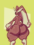 anthro big_butt blush breasts brown_body butt female huge_butt hyper hyper_butt long_ears nude simple_background solo thick_thighs wide_hips eldiipiid nintendo pokemon generation_4_pokemon lopunny pokemon_(species) 3:4 absurd_res digital_media_(artwork) hi_res