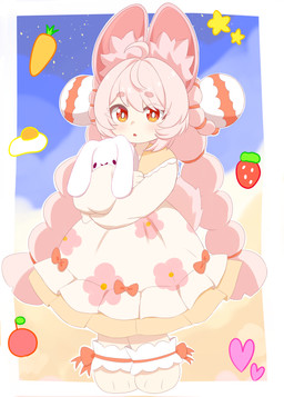 3_toes ahoge anklet anthro barefoot braided_pigtails clothed clothed_anthro clothed_female clothing dress feet female fully_clothed fully_clothed_anthro fully_clothed_female fur hair inner_ear_fluff jewelry paws pink_body pink_fur pink_hair red_eyes solo toes tuft yanaginuntaro mihoyo zenless_zone_zero zhao_(zenless_zone_zero) lagomorph leporid mammal rabbit thiren 2026 absurd_res full-length_portrait hi_res portrait