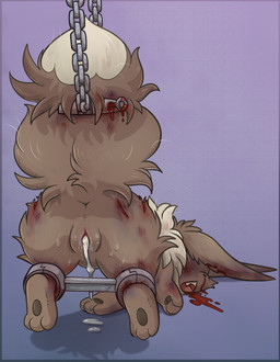 after_rape after_sex anus bdsm blood bodily_fluids bondage bound brown_body brown_butt brown_ears brown_fur brown_tail brown_vulva bruised butt chain chained cum cum_drip cum_in_vagina cum_inside dripping female feral forced fur genital_fluids genitals gore hanging_by_tail leaking_cum leg_spreader open_mouth pain pawpads paws rape restrained restraints sex snuff solo spread_legs spreader_bar spreading tail tail_bondage tail_tied tail_torture tongue vulva wounded zoosadism uluri nintendo pokemon eevee generation_1_pokemon pokemon_(species) hi_res