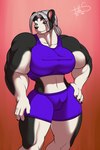 anthro big_breasts black_body black_fur blue_eyes bottomwear breasts clothing female fur hair huge_breasts hyper multicolored_body multicolored_fur muscular muscular_anthro muscular_female navel shorts solo thick_thighs topwear two_tone_body two_tone_fur white_body white_fur wide_hips freckles_(artist) chelsea_(deonwolf) canid canine canis domestic_dog husky mammal nordic_sled_dog spitz 2014 digital_media_(artwork)