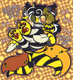 2_tails ambiguous_gender anthro checkered checkered_background clothing feathers feet foot_focus grin grinning_at_viewer legwear multi_tail pattern_background pawpads paws raccoon_tail_hair simple_background smile smiling_at_viewer solo spiral spiral_eyes stockings tail threatening conditional_dnp tuvandalist marmalizer_(tuvandalist) unknown_species hi_res