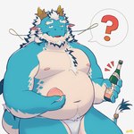 anthro asian_clothing belly blue_body clothing east_asian_clothing facial_hair food fruit fundoshi hair japanese_clothing male musclegut muscular navel nipples peach_(fruit) pecs plant question_mark solo tail underwear white_hair yellow_eyes thatdouginme lifewonders mythology tokyo_afterschool_summoners qinglong_(tas) dragon mythological_creature mythological_scalie scalie 1:1 2024 hi_res