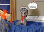 anthro black_bars bound clothing duo female fur gift gift_wrapped grey_body grey_fur holidays male orange_body orange_fur person_as_gift person_present scut_tail short_tail simple_background tail text link6432 christmas disney zootopia judy_hopps nick_wilde canid canine canis fox lagomorph leporid mammal rabbit red_fox true_fox 2020 digital_media_(artwork) english_text letterbox