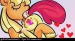 anthro duo female female/female oral sibling_lust text young young_anthro rosequartzhearts friendship_is_magic hasbro my_little_pony apple_bloom_(mlp) applejack_(mlp) equid equine horse mammal pony english_text hi_res incest_(lore) sibling_(lore) sister_(lore) sisters_(lore)