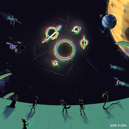 ambiguous_gender anthro artificial_intelligence black_hole calculation constellation cosmic_entity cosmic_horror distortion eldritch energy existential floating glitch glitch_effect glowing group intimidation lore machine multiple_character ominous omniscient orbit planet ring satellite singularity space space_station spacecraft star supercomputer surveillance symbolic symmetry unfathomable vehicle worldbuilding 10ne-v alien robot 1:1 colored concept_art hi_res high_contrast