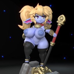 areola big_breasts black_background black_clothing black_footwear black_legwear black_shoes black_thigh_highs blonde_hair blue_areola blue_body blue_eyes blue_fur blue_nipples breasts clothing eyelashes female footwear front_view fur genitals gradient_background grey_background hair hammer holding_hammer holding_object holding_tool holding_weapon huge_breasts humanoid_pointy_ears inverted_nipples legwear mostly_nude multicolored_eyes nipples pigtails pointy_ears purple_eyes shortstack simple_background snaggle_tooth solo thick_thighs thigh_highs toeless_footwear tools two_tone_eyes vulva weapon wide_hips general_buta league_of_legends riot_games tencent poppy_(lol) humanoid mammal yordle 1:1 3d_(artwork) digital_media_(artwork)