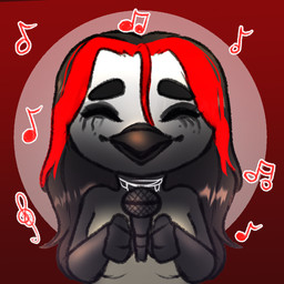 anthro bedroom_eyes big_breasts black_hair breasts chibi covering covering_breasts eyes_closed female front_view hair long_hair looking_at_viewer music musical_note musical_symbol musician narrowed_eyes nipples non-mammal_breasts non-mammal_hair nude red_hair seductive singer singing smile solo symbol diaxis paivio_selanne avian bird corvid corvus_(genus) crow oscine passerine 1:1 hi_res