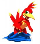 anthro anthrofied backpack beak breasts container covering covering_self feathered_wings feathers female in_bag in_container non-mammal_breasts nude red_body red_feathers solo winged_arms wings eyeofcalamity banjo-kazooie rareware kazooie avian bird breegull 2013 digital_media_(artwork)