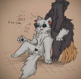 all_the_way_through animal_genitalia animal_penis anthro black_sclera blue_eyes bodily_fluids canine_genitalia canine_penis claws cum dark_body dark_fur duo ear_penetration fur gameplay_mechanics genital_fluids genitals head_grab in_one_ear_and_out_the_other intelligence_loss male male/male pawpads paws penetration penile penile_penetration penis penis_in_ear simple_background tears vignette white_body white_fur darthnear casualties:_unknown gunsaw canid canine expie_(gunsawian) gunsawian mammal milky_(gunsawian) hi_res