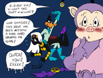 angry anthro being_watched bodily_fluids butt butt_slap embarrassed female group looking_at_another male punished punishment reddened_butt screaming slap spank_marks spank_marks_on_ass spanked_butt spanking tears text circe_(artist) disney duck_dodgers looney_tunes warner_brothers daffy_duck porky_pig queen_tyr'ahnee alien alien_humanoid anatid anseriform avian bird domestic_pig duck humanoid mammal suid suine sus_(pig) alpha_channel english_text hi_res