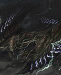 ambiguous_gender barbed_tongue electricity electricity_manipulation elemental_manipulation feet feral lightning open_mouth scales solo talons toes tongue wings yellow_body yellow_scales nutuki capcom monster_hunter flying_wyvern rey_dau 2025 absurd_res colored hi_res