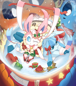 4_toes accessory ambiguous_anthro ambiguous_gender anthro blue_body blue_fur blue_inner_ear blue_sclera bodily_fluids bow_(feature) bow_ribbon box building container ear_bow feet flesh_fang fur gift gift_box gloves_(marking) group hair_accessory hair_bow hair_ribbon holidays holowear_(pokemon) house kemono leg_markings looking_at_another lying markings micro multicolored_body multicolored_fur on_front on_top one_eye_closed open_mouth open_smile orange_body orange_fur pink_body pink_ears pink_fur pinned pinned_to_ground red_bow red_ribbon restrained ribbons santa_dress scissors semi-anthro sleigh smile snow snow_globe socks_(marking) tears toes twin_bows twin_hair_bows two_tone_body two_tone_fur white_body white_eyes white_fur wink nacl_chicken christmas nintendo pokemon pokemon_unite sweet_style_sylveon eeveelution flareon generation_1_pokemon generation_2_pokemon generation_4_pokemon generation_6_pokemon glaceon mammal pokemon_(species) stantler sylveon vaporeon 2025 absurd_res colored digital_media_(artwork) hi_res shaded signature