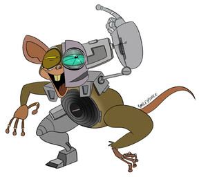 4_fingers 4_toes anthro buckteeth cybernetics feet fingers machine male mechanical_eye metal_arm metal_leg open_mouth robot_arm robot_eye robot_legs simple_background solo standing teeth toes white_background smileyjuiice the_nutshack horatio_1.0 cyborg haplorhine mammal primate tarsier colored digital_drawing_(artwork) digital_media_(artwork) full-length_portrait hi_res portrait signature