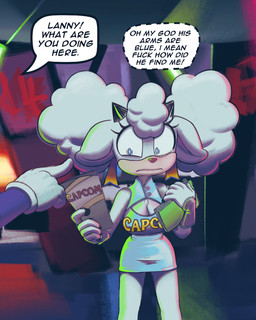 2_horns 5_fingers ambiguous_anthro ambiguous_gender anthro big_breasts biped black_horn black_text blue_eyes breasts cleavage cleavage_cutout closed_frown clothed clothing convention cutout disembodied_hand dress duo faceless_ambiguous faceless_anthro faceless_character female female_anthro female_focus fingers frown fur gesture gloves hand_gesture handwear horn inner_monologue mouth_closed pink_inner_ear pink_nose pointing profanity pseudo_hair red_text short_horn small_horn solo_focus speech_bubble talking_to_another text text_on_clothing text_on_dress thinking white_body white_clothing white_ears white_fur white_gloves white_handwear white_pseudo_hair wide_eyed wool_(fur) wool_hair yellow_text drockdraw capcom idw_publishing sega sonic_the_hedgehog_(comics) sonic_the_hedgehog_(idw) sonic_the_hedgehog_(series) lanolin_the_sheep_(sonic) sonic_the_hedgehog bovid caprine eulipotyphlan hedgehog mammal sheep 2025 english_text