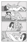 duo female female/female fingering nude obscured_fingering obscured_genitals obscured_sex obscured_tribadism obscured_vaginal sex tail text tribadism vaginal vaginal_fingering darkpaladin300 felid human mammal comic greyscale hi_res monochrome