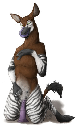 animal_genitalia anthro biped black_body black_fur black_nipples bodily_fluids brown_body brown_fur dildo eyebrows female fingers fur genitals green_eyes hooved_fingers hooves horn inner_ear_fluff kneeling lactating licking licking_lips licking_own_lips looking_at_viewer markings masturbation multi_nipple nipple_fetish nipple_pinch nipple_play nipples open_mouth ossicone pinch pose prehensile_tongue self_lick semi-anthro sex_toy simple_background solo striped_body striped_fur stripes teats tongue tongue_out toy toying_self tuft udders vaginal vaginal_masturbation vulva white_background white_body white_fur lizet illah_oakridge giraffid mammal okapi 2018 hi_res pinup signature