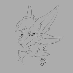4_ears ambiguous_gender anthro feathers fur grey_background hair half-closed_eyes looking_at_viewer multi_ear narrowed_eyes nude seductive simple_background smile smug smug_face solo text tuft tufted_fur madcatzdrawings fyr_(fenrir784) avali avian bird 1:1 2025 absurd_res bust_portrait dated digital_drawing_(artwork) digital_media_(artwork) english_text hi_res monochrome portrait signature three-quarter_portrait