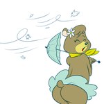 accessory anthro butt female flower flower_in_hair hair hair_accessory plant solo umbrella wind lonbluewolf hanna-barbera yogi_bear cindy_bear bear mammal 1:1