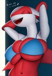 anthro big_breasts bikini breasts cleavage clothed clothing describing_fit eyes_closed female huge_breasts navel open_mouth simple_background smile solo swimwear teeth text tongue topwear two-piece_swimsuit under_boob creatiffy nintendo pokemon generation_3_pokemon latias legendary_pokemon pokemon_(species) digital_media_(artwork) english_text hi_res