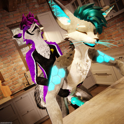 anal anal_penetration animal_genitalia animal_penis anthro anthro_on_anthro anthro_penetrated anthro_penetrating anthro_penetrating_anthro balls biped black_body black_fur blue_body blue_fur bodily_fluids canine_genitalia canine_penis claws clothing cum cum_drip cum_dripping_from_penis cum_on_penis depth_of_field dominant dripping duo erection fur genital_fluids genitals grey_body grey_fur hair hands_on_another's_hips hands_on_hips inside kitchen kitchen_counter kitchen_sex knot male male/male male_penetrated male_penetrating male_penetrating_male multicolored_body nude open_mouth orgasm paws penetration penis purple_body purple_fur reflection sex slim slim_anthro slim_male slim_sub smile submissive submissive_male tail white_body white_fur yellow_body yellow_fur dragonplayer canid canine canis fox mammal rexouium 1:1 3d_(artwork) absurd_res blender_(artwork) blender_cycles_(artwork) digital_media_(artwork) hi_res
