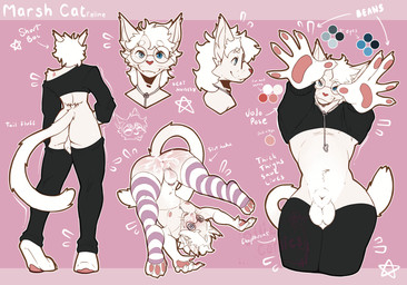 after_sex animal_genitalia anthro ass_up balls big_butt birthmark blue_eyes bodily_fluids butt candy chastity_cage chastity_device choker clothed clothing corruption crop_top cum dessert eyewear fangs food fur genital_fluids genitals glasses grey_eyes hair heterochromia jewelry jojo_pose legwear long_hair male markings marshmallow necklace partially_clothed penis pink_background sheath shirt simple_background smug_face solo stockings submissive submissive_male tattoo teeth thick_thighs thigh_highs topwear tramp_stamp wearing_glasses white_body white_fur white_hair olliecomics marsh_(marshdacat) felid feline mammal absurd_res hi_res model_sheet