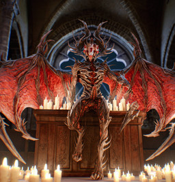 altar arm_spikes balls bone candle candlelight claws erection genitals horn horn_spikes inside knee_spikes leg_spikes light male multi_eye nude penis pose presenting presenting_penis shoulder_spikes skull skull_head solo spiked_penis spikes spikes_(anatomy) spread_wings teeth teratophilia tusks wing_claws wings beepyromancer baldur's_gate baldur's_gate_3 dungeons_and_dragons hasbro larian_studios wizards_of_the_coast raphael_(baldur's_gate) demon monster 3d_(artwork) digital_media_(artwork) hi_res pinup