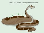 abdominal_bulge brown_body brown_scales digestion feral long_body lying on_front scales serpentine simple_background smile solo text vore da~blueguy the_jungle_book kaa_(jungle_book) python reptile scalie snake 2024 english_text