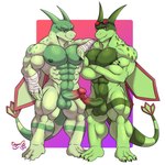 abs anthro anthrofied balls biceps big_muscles deltoids duo erection feet genitals humanoid_hands male muscular muscular_anthro muscular_male nipples nude pecs penis simple_background smile ougon nintendo pokemon flygon generation_3_pokemon pokemon_(species) 1:1 hi_res