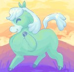 ambiguous_gender cloud eyes_closed feral grass hooves mane one_leg_up plant raised_leg smile solo standing tail teochronico centaurworld netflix horse_(centaurworld) equid equine horse mammal 2022 digital_media_(artwork) hi_res