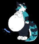 ambiguous_gender ambiguous_prey anthro fluffy fluffy_tail hair male male_pred moobs navel overweight overweight_male pants_only rumbling_stomach squirming tail thick_thighs vore wide_hips hausedge andy_(alaskanthunderfuk) alligator alligatorid crocodilian hybrid hyena mammal reptile scalie 2016 animated black_and_blue digital_media_(artwork) low_res pixel_(artwork) pixel_animation short_playtime