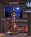 all_fours anal anal_penetration animal_stall anthro anthro_on_anthro anthro_penetrated anthro_penetrating anthro_penetrating_anthro ass_up bell black_nose bracelet brown_body brown_fur butt claws clothing cosplay countershading detailed_background doggystyle dominant dominant_anthro dominant_male duo erection feet from_behind_position full_moon fur genitals hat headgear headwear hindpaw holding_leash holding_object holidays hooves horn inside jewelry kneeling leash looking_back looking_down male male/male male_penetrated male_penetrating male_penetrating_male moon night nude paws penetration penile penile_penetration penis penis_in_ass plant red_nose sex sky smile snow stable star starry_sky submissive submissive_anthro submissive_male tail thick_thighs tree white_body white_fur wide_hips winter wood yellow_eyes sigma_x christmas rudolph_the_red-nosed_reindeer sigma_x_(character) stevie_roo deer kangaroo macropod mammal marsupial new_world_deer reindeer 2011