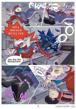 anthro blood bodily_fluids damaged_vehicle dialogue male nosebleed solo space spaceship_interior text badaspen cosmic_caliber kade_(badaspen) felid lion mammal pantherine absurd_res colored comic english_text hi_res