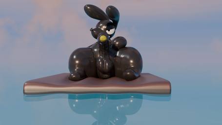 anthro anus balloon balloon_animal balls clenched_teeth genitals half-closed_eyes hand_on_belly inflatable looking_at_viewer male narrowed_eyes penis pool_float sitting solo teeth water softdiamond_(artist) softdiamond canid canine canis mammal wolf 16:9 4k absurd_res hi_res widescreen