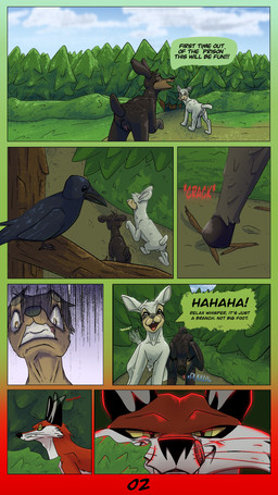 animal_genitalia anus backsack balls being_watched big_ears bird's-eye_view black_body black_fur black_hair black_nose brown_eyes butt cloud day dialogue duo ears_down evil_face evil_grin evil_look eyes_closed female female_feral feral fluffy forest fully_sheathed fur furry_tail genitals green_eyes group gums hair high-angle_view laugh looking_at_another looking_at_viewer male male_feral mouth_closed multicolored_body nude open_mouth outside pivoted_ears plant quadruped rear_view red_body red_fur relieved sadistic_smile scared sheath sky smile smug smug_expression smug_eyes smug_face smug_grin speech_bubble stick tail teeth text tongue tongue_out tree trio twitching view vulva walking white_body white_fur yellow_eyes young blujy charlotte's_web farley_(charlotte's_web) tener_(blujy) whisper_(blujy) avian bird bovid canid canine canis caprine corvid corvus_(genus) fox mammal oscine passerine raven red_fox sheep true_fox 4k 9:16 absurd_res colored comic digital_media_(artwork) english_text hi_res shaded