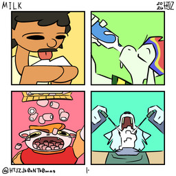 anthro bag bottle candy clothing comic_panel container cream_filled_marshmallow dairy_products dessert drop dropping falling fangs food group handful licking looking_down looking_up male marshmallow milk open_bag open_mouth page_number powdered_milk protective_suit quiff_(hairstyle) shirt snout spraying sweater teeth tongue tongue_out topwear whipped_cream whipped_cream_can valken_holmes henry_(centertale) jhon_(jhon's_story) thomas_(thomas's_story) zandriel_(storytale) bovid canid canine canis caprine felid feline goat human mammal wolf 1:1 comic dated hi_res watermark