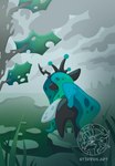 changeling_queen chibi cloud crown female feral headgear insect_wings plant solo swamp tree wings stirren friendship_is_magic hasbro my_little_pony queen_chrysalis_(mlp) arthropod changeling hi_res