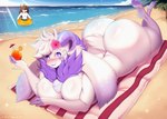 accessory anime_style anthro beach beach_towel beverage big_breasts big_butt blush breasts butt container cup drinking drinking_glass duo feet female flower flower_in_hair fur glass glass_container glass_cup hair hair_accessory huge_butt kemono looking_at_viewer lying male male/female nude on_front palm_tree plant pose sky solo summer thick_thighs towel tree tropical wave wide_hips bat_squeaks mythology babs_(grumpydragon) background_character nyth_(grumpydragon) bovid caprine dragon goat mammal monster mythological_creature mythological_scalie scalie absurd_res hi_res huge_filesize pinup