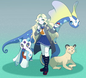 asian_clothing blonde_hair blue_body blue_eyes boots bottomwear clothing east_asian_clothing fangs female footwear fur hair japanese_clothing japanese_school_uniform one_eye_closed pokeball red_eyes school_uniform serafuku shoes skirt smile teeth uniform white_body wink yellow_body yellow_fur nikeikeis danganronpa danganronpa_another_(fangame) nintendo pokemon spike_chunsoft super_danganronpa_another_2 emma_magorobi fan_character aurorus domestic_cat felid feline felis fossil_pokemon froslass generation_1_pokemon generation_4_pokemon generation_6_pokemon human mammal persian_(pokemon) pokemon_(species) absurd_res crossover hi_res