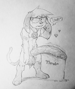 adjusting_glasses anthro autism autism_symbol balls big_balls big_penis bodily_fluids curved_penis dripping embarrassed eyewear eyewear_only genital_fluids genitals glasses heart_symbol humanoid_genitalia humanoid_penis male muscular nerd nude penis precum precum_drip scrotum_flap solo sweat utx-shapeshifter quentin_dantas_(labdduchien) canid canine canis dalmatian domestic_dog mammal hi_res sketch traditional_media_(artwork)