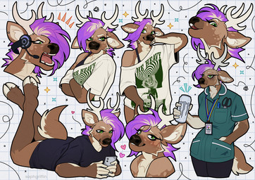 anthro antlers biped blush bottomless bottomless_anthro bottomless_female bottomwear bra breasts butt clothed clothed_anthro clothed_female clothing female fingers front_view fully_clothed fully_clothed_anthro fully_clothed_female fur hair hooves horn looking_at_viewer lying on_front partially_clothed partially_clothed_anthro partially_clothed_female simple_background solo standing tail teeth tongue topwear underwear saphgriffin deer mammal 2026 digital_drawing_(artwork) digital_media_(artwork)