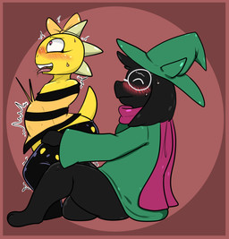 abdominal_bulge ambiguous_penetration anthro balls big_balls big_penis blush bodily_fluids border clothed clothing duo erection female female_penetrated fur genitals horn huge_balls huge_penis hyper hyper_genitalia hyper_penis leggings legwear long_penis looking_pleasured male male/female male_penetrating male_penetrating_female penetration penis red_border robe scarf sex small_but_hung sweat thick_penis torn_clothing torn_leggings torn_legwear vein veiny_penis azureinthedark deltarune undertale undertale_(series) kitty_(under(her)tail) monster_kid ralsei bovid caprine darkner goat lizard mammal reptile scalie 2020 absurd_res digital_media_(artwork) hi_res