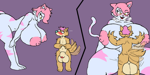animal_genitalia anthro balls big_balls big_breasts big_butt breasts butt duo female fondling genitals huge_balls huge_breasts hyper hyper_breasts larger_female male male/female penetration sheath size_difference tail tail_motion tailwag thick_thighs vaginal vaginal_penetration lewdsidequest eaton_(eatonwuff) liora_(lewdsidequest) canid canine canis felid feline mammal wolf absurd_res hi_res