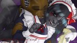 anthro clothing duo female kissing maid_uniform male male/female romantic uniform rowanzero oz rashock felid mammal pantherine vampire hi_res